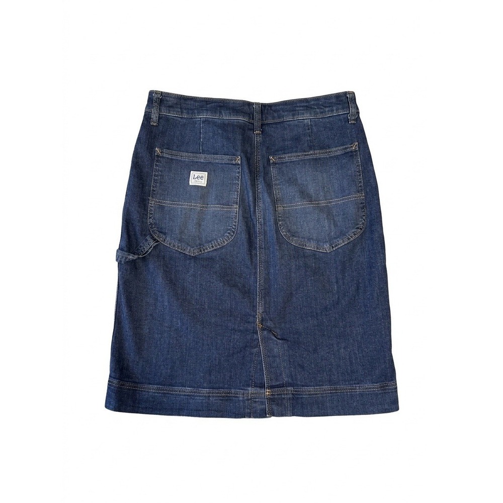 Vintage H.D. Lee Moderstar Dark Wash Denim Skirt XL 70s 80s Patch Pocket USA - Picture 2 of 3